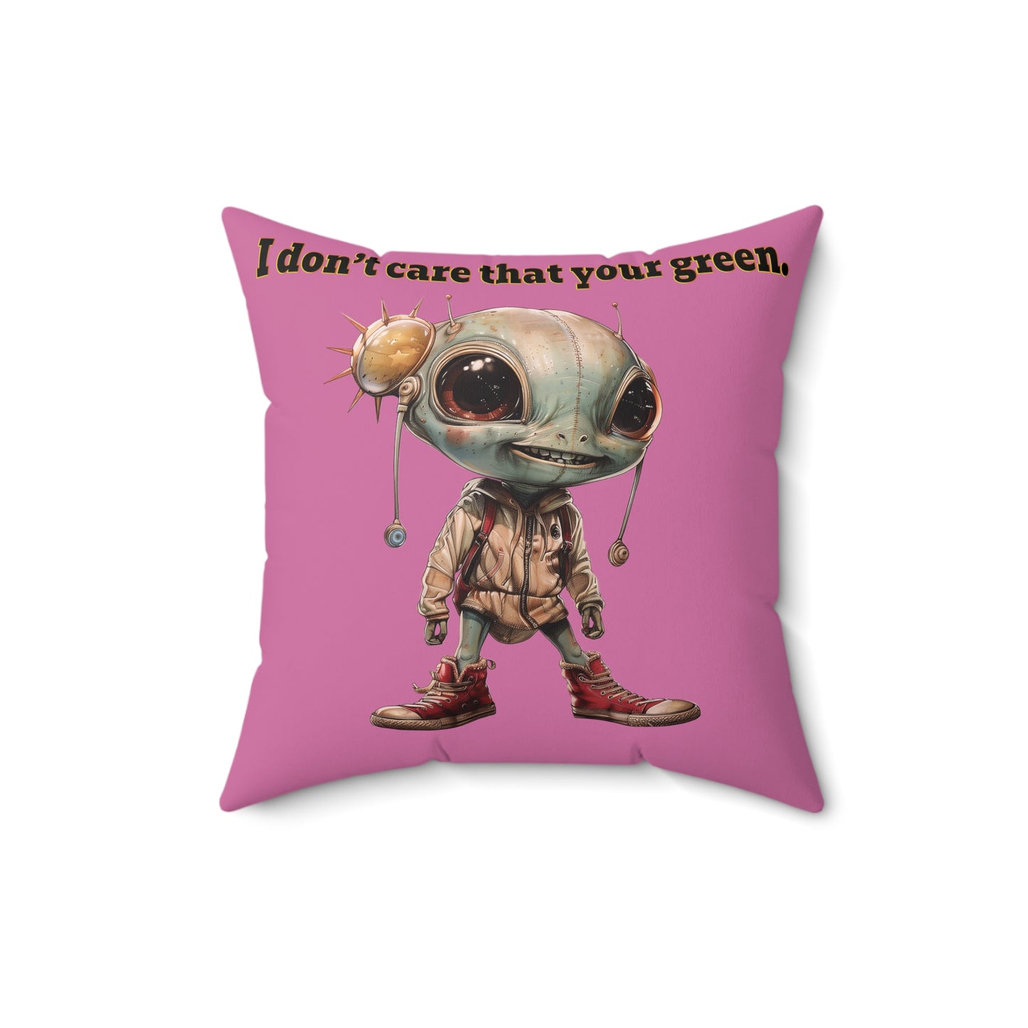 I don't care that your grey - Faux Suede Square Pillow - (light pink)
