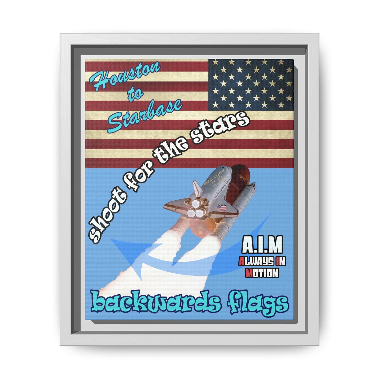 shoot for the stars - framed canvas art (light blue)