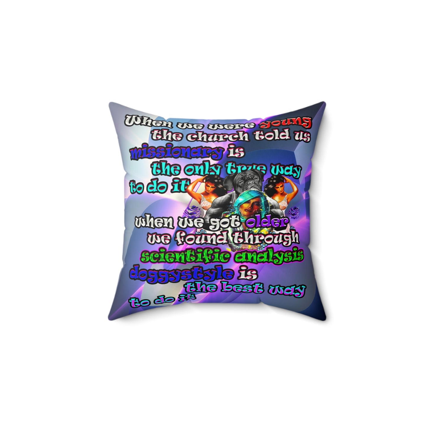 doggystyle - Faux Suede Square Pillow - (grey-pink wave)