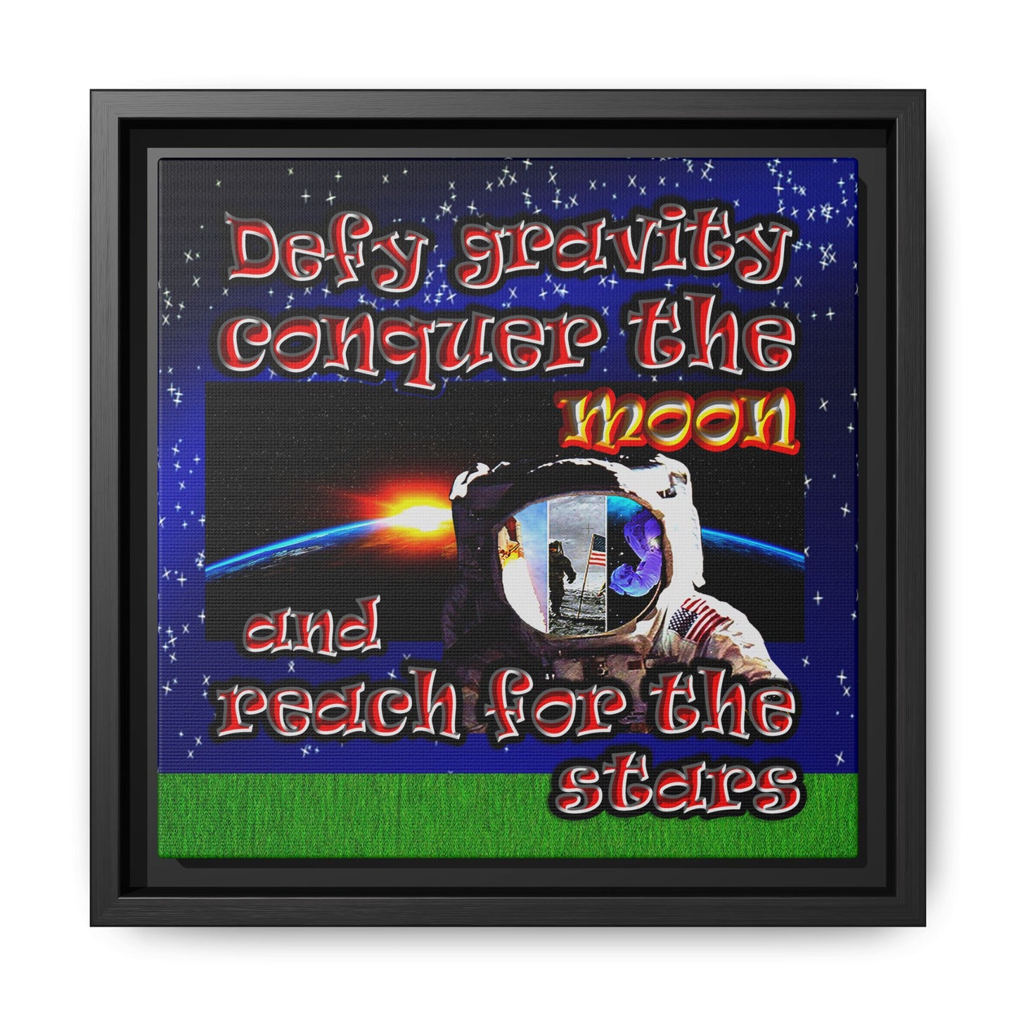 defy conquer reach - framed canvas art ('snoops' background)