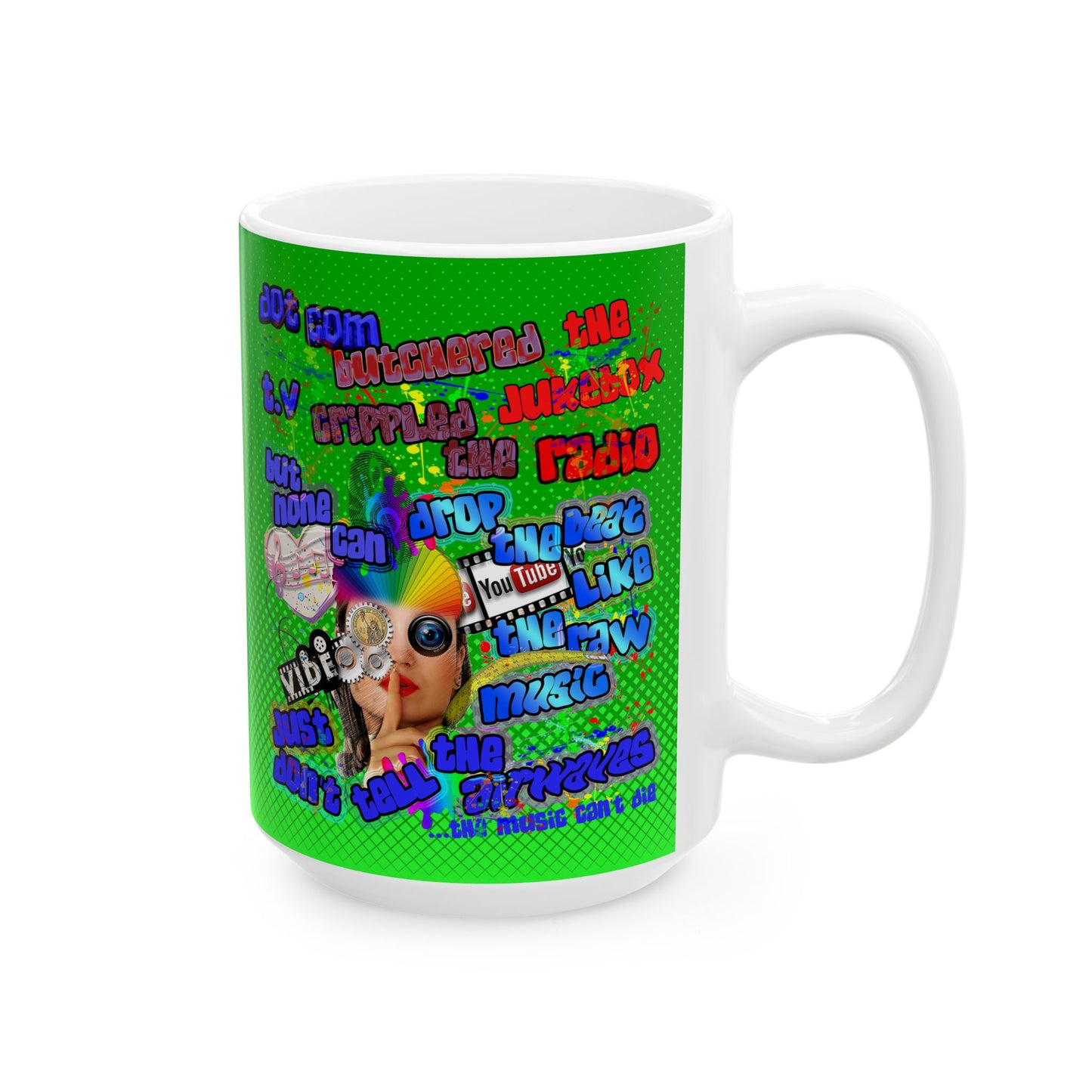 drop the beat - White Mug (logo green)
