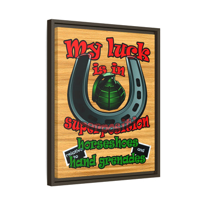 my luck - framed canvas art (butterscotch wood finish)