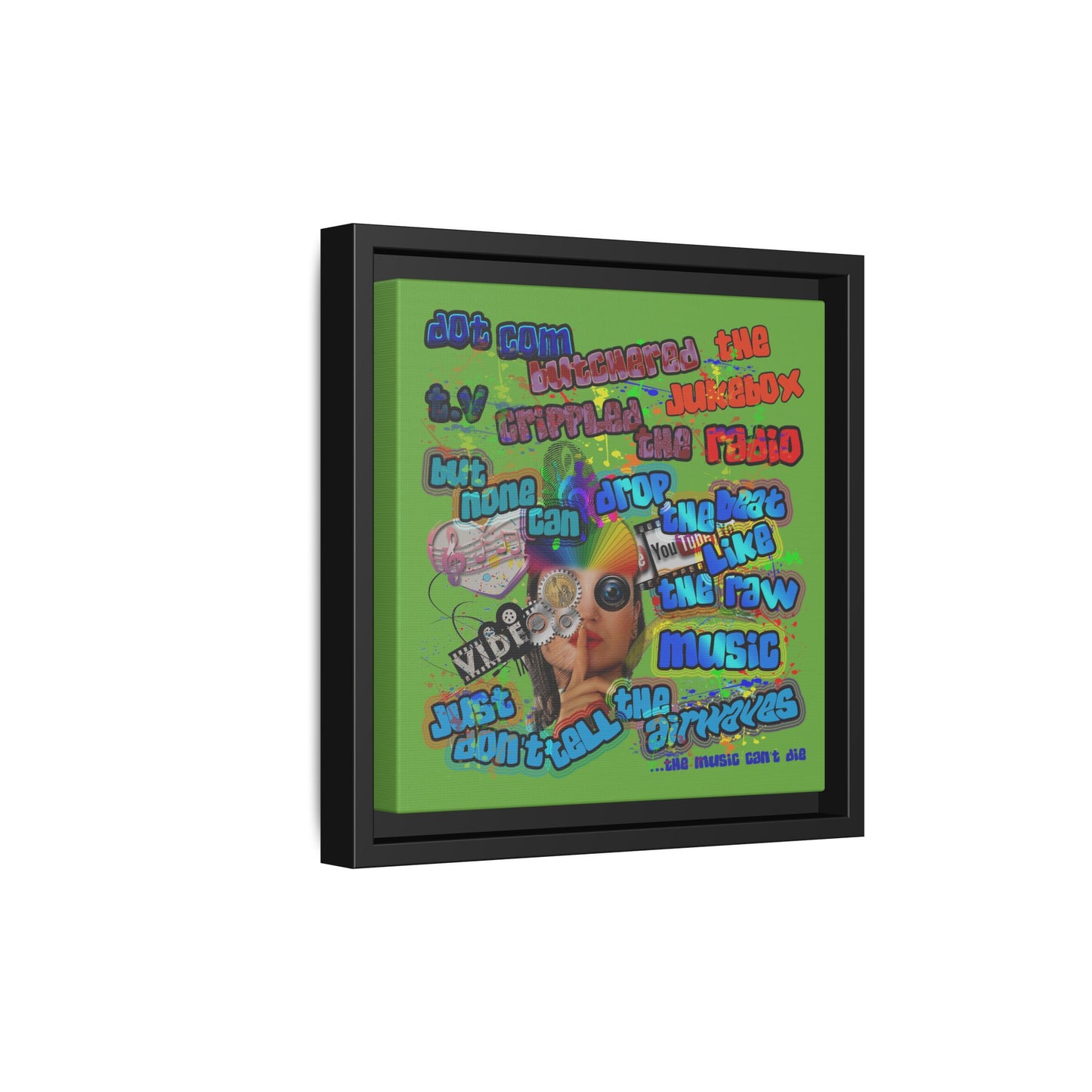 drop the beat - framed canvas art (green)