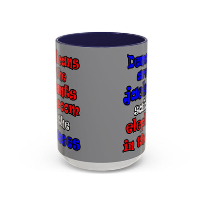donkeys and elephants - Accent Mug (grey)