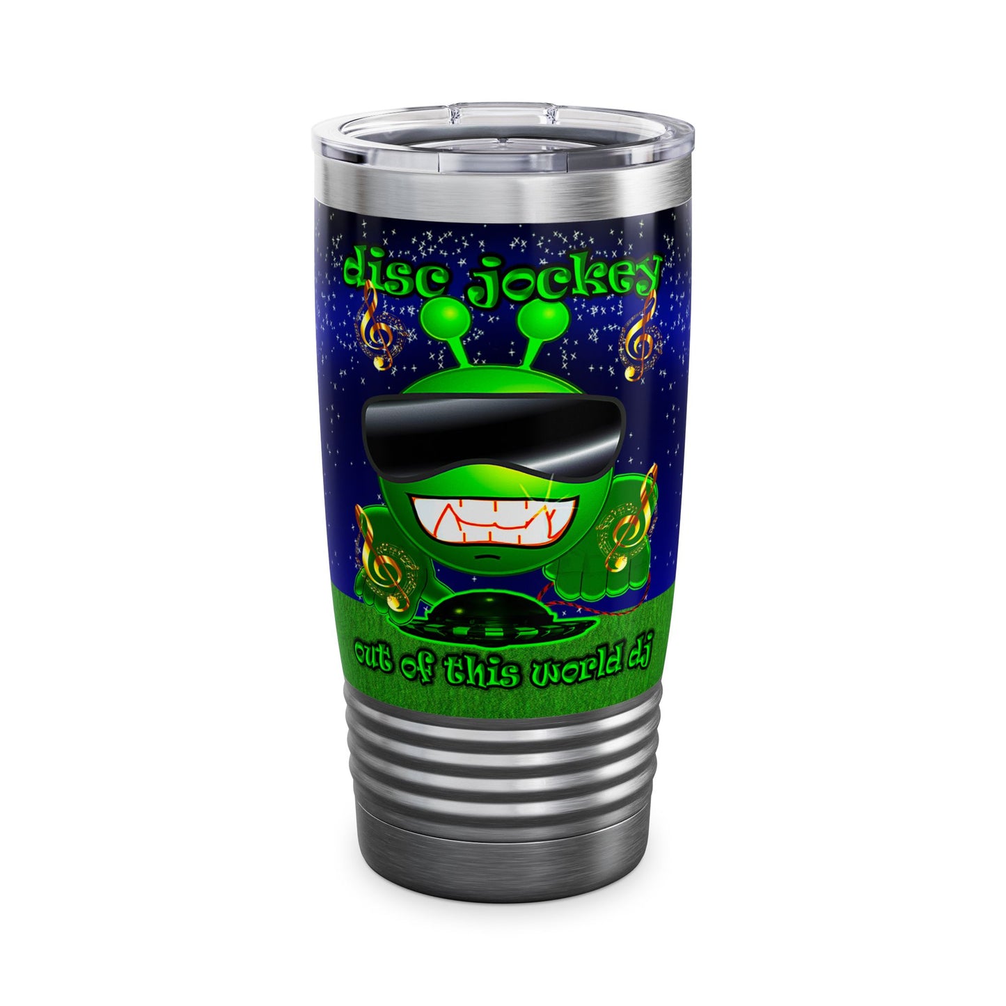 disc jockey - Ringneck Tumbler, 20oz ('snoops' background)