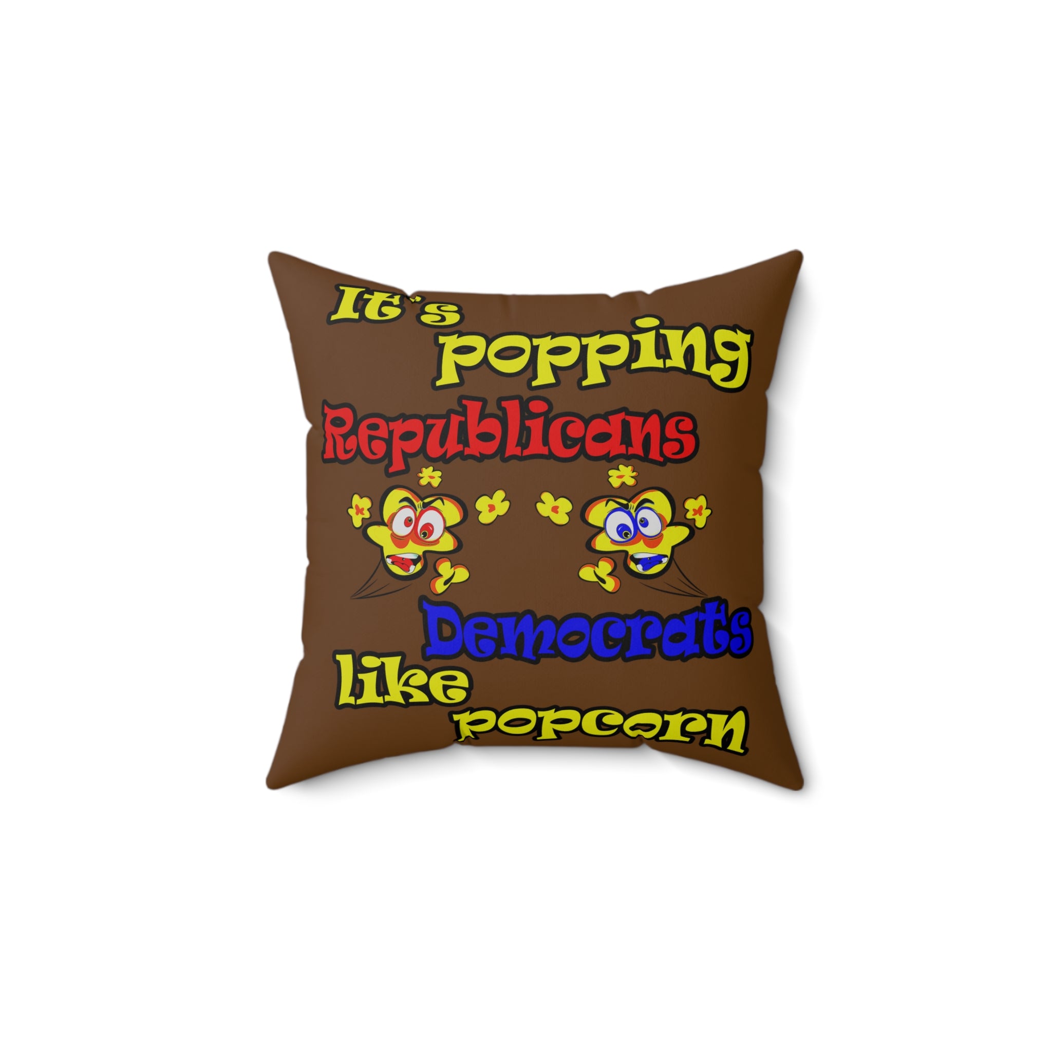 popping like popcorn - Spun Polyester Square Pillow - (brown)