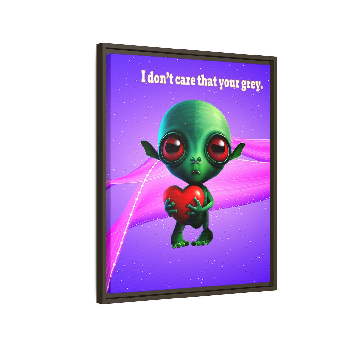 I don't care that your grey - framed canvas art (purple-pink wave)