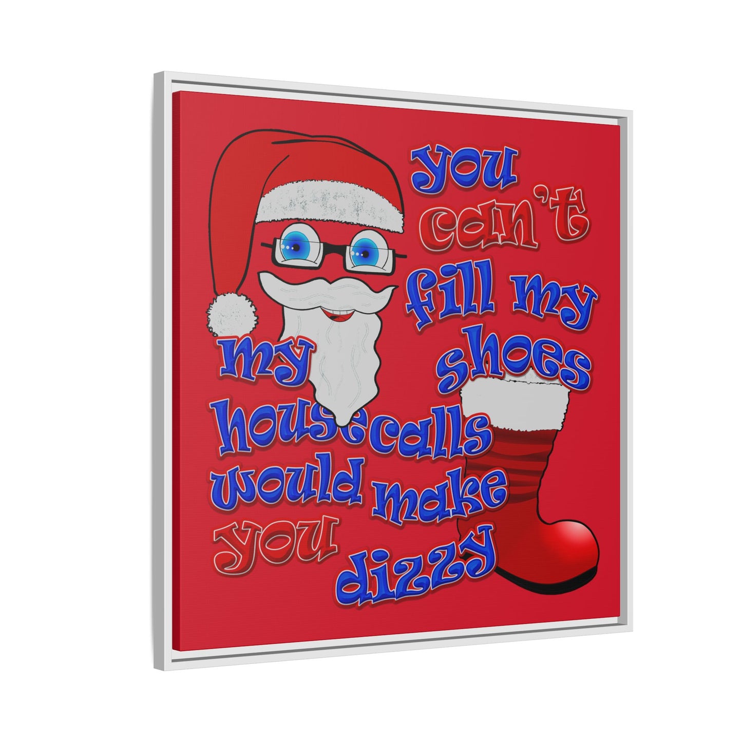santa's shoes - framed canvas art (dark red)