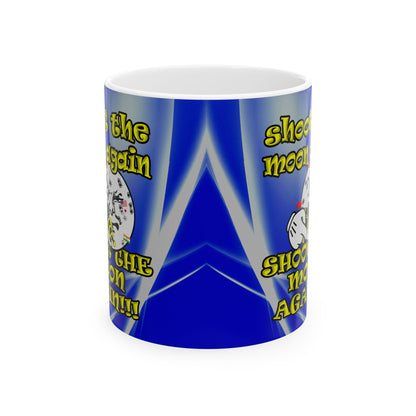 shoot the moon again - White Mug (blue-white wave)
