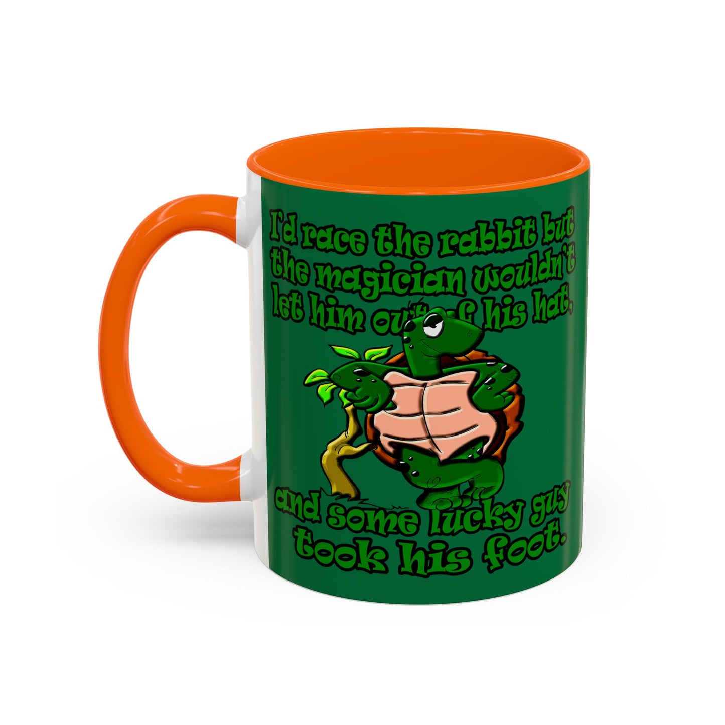 turtle race - Accent Mug (dark green)