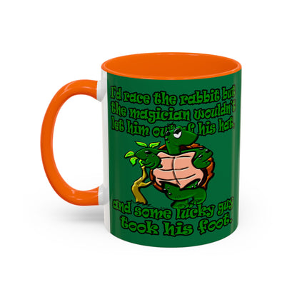 turtle race - Accent Mug (dark green)