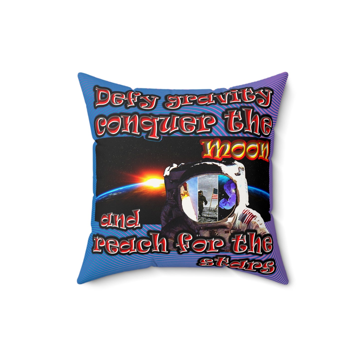 defy conquer reach - Faux Suede Square Pillow - (light blue-purple wave)