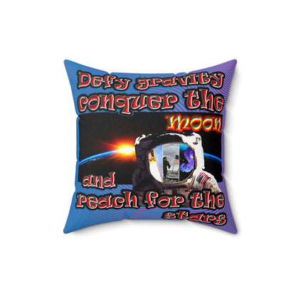 defy conquer reach - Faux Suede Square Pillow - (light blue-purple wave)