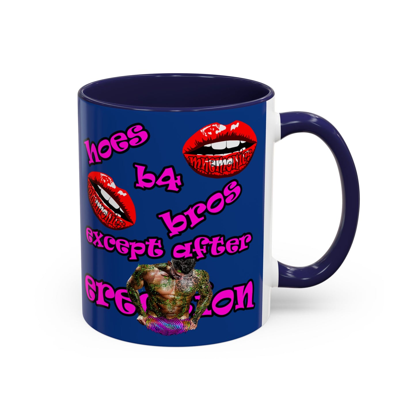 hoes b4 bros - Accent Mug (dark blue)