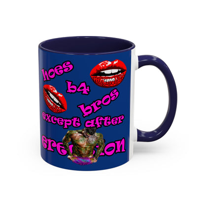 hoes b4 bros - Accent Mug (dark blue)