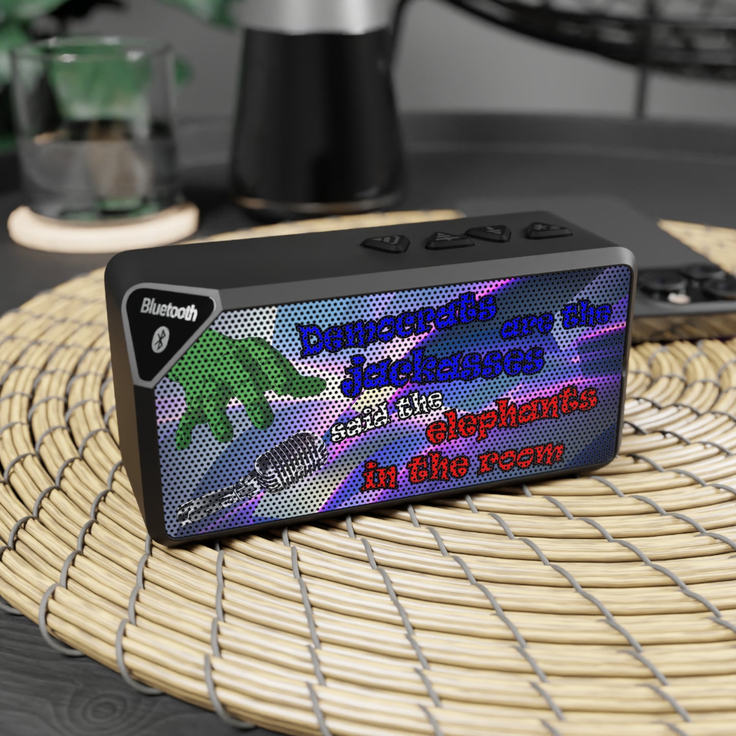 donkeys and elephants - Jabba Bluetooth Speaker (grey-pink wave)