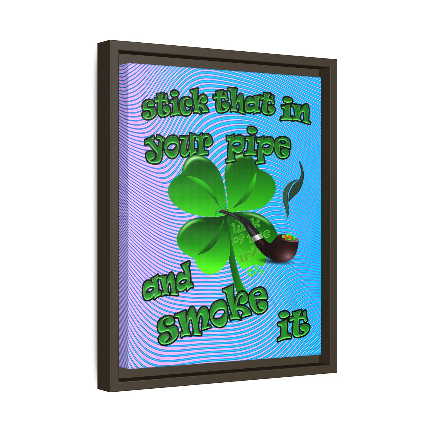 stick that in your pipe and smoke it - framed canvas art (light blue-purple wave)