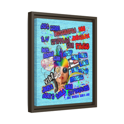 drop the beat - framed canvas art (faded blue)