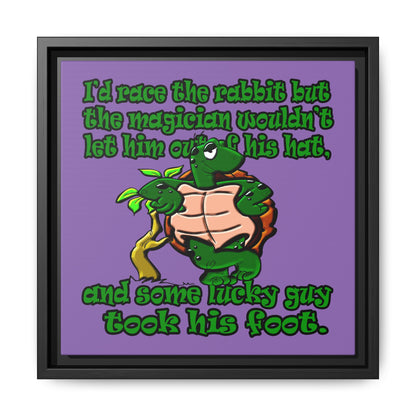 turtle race - framed canvas art (light purple)