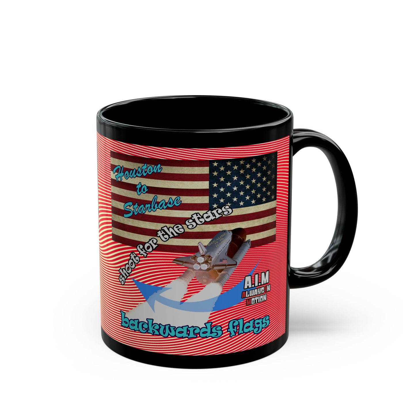 shoot for the stars - Black Mug (yellow-orange wave)