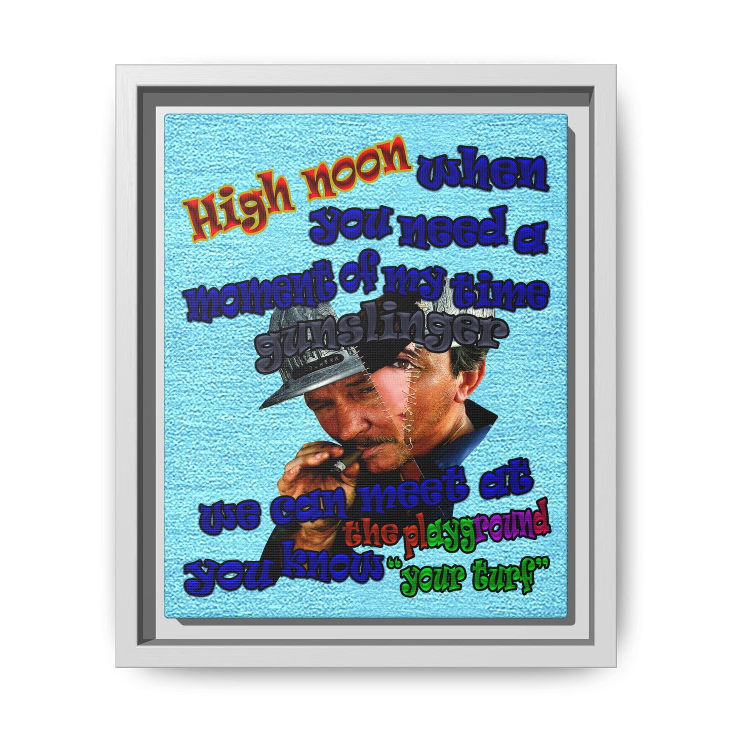 high noon - framed canvas art (faded blue)