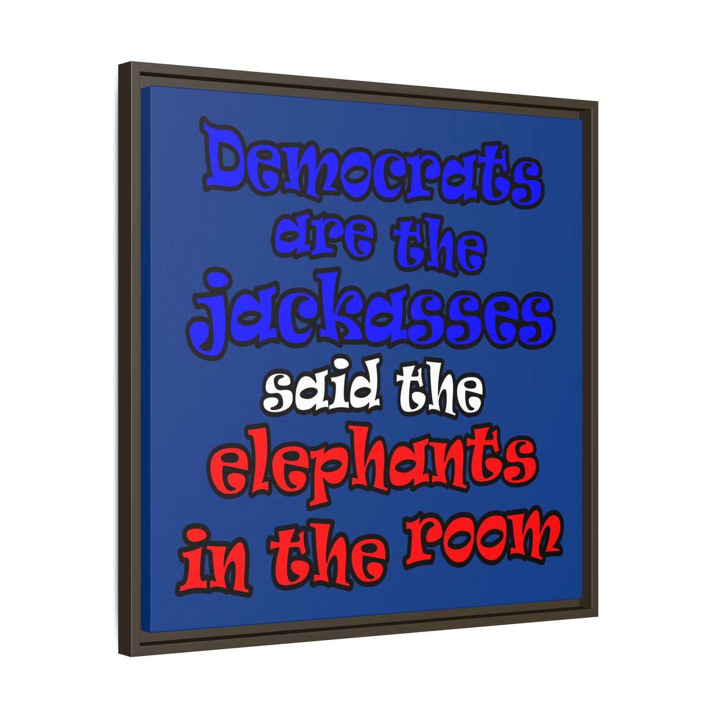 donkeys and elephants - framed canvas art (dark blue)