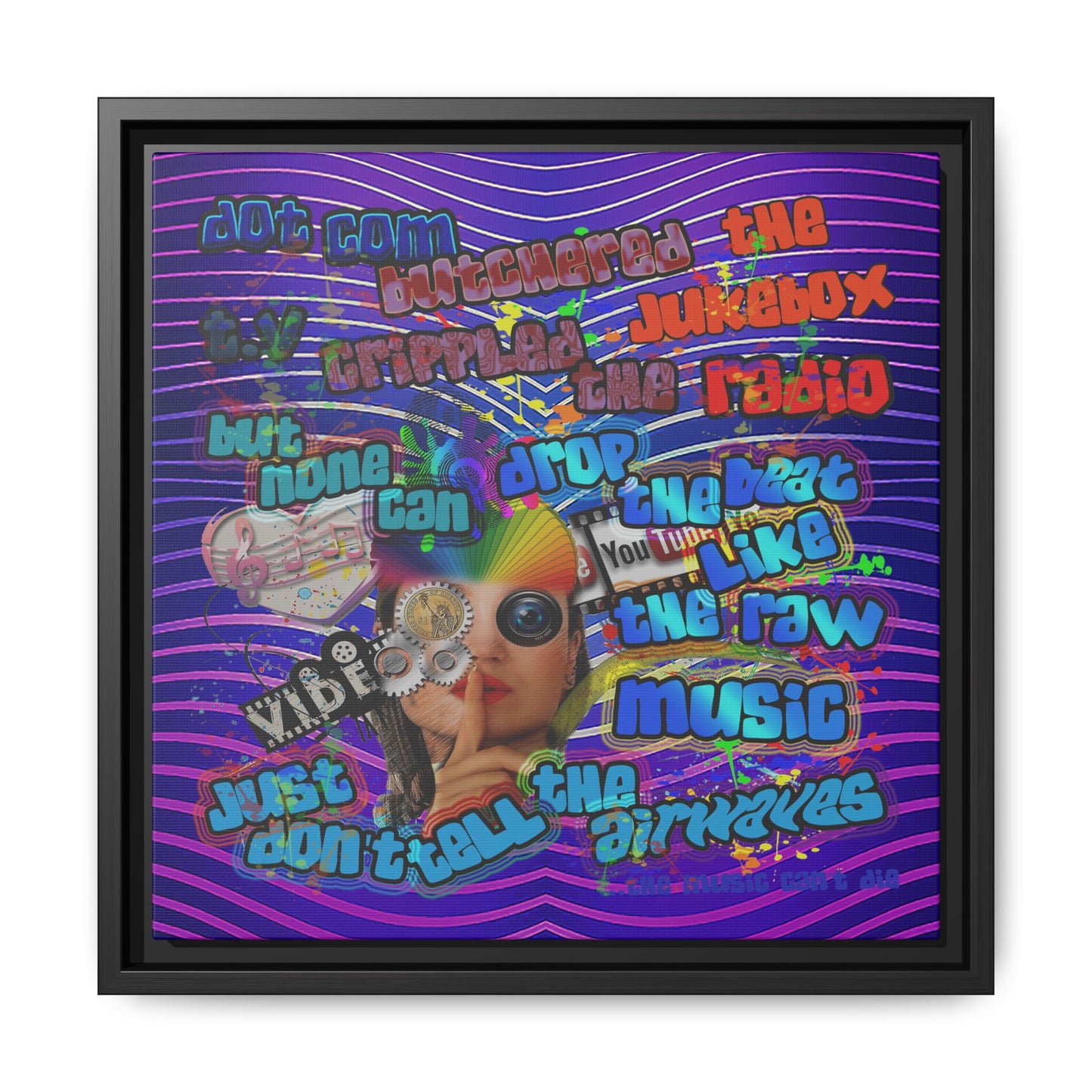 drop the beat - framed canvas art (purple wave)