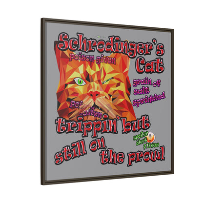 schrodinger's cat - framed canvas art (grey)