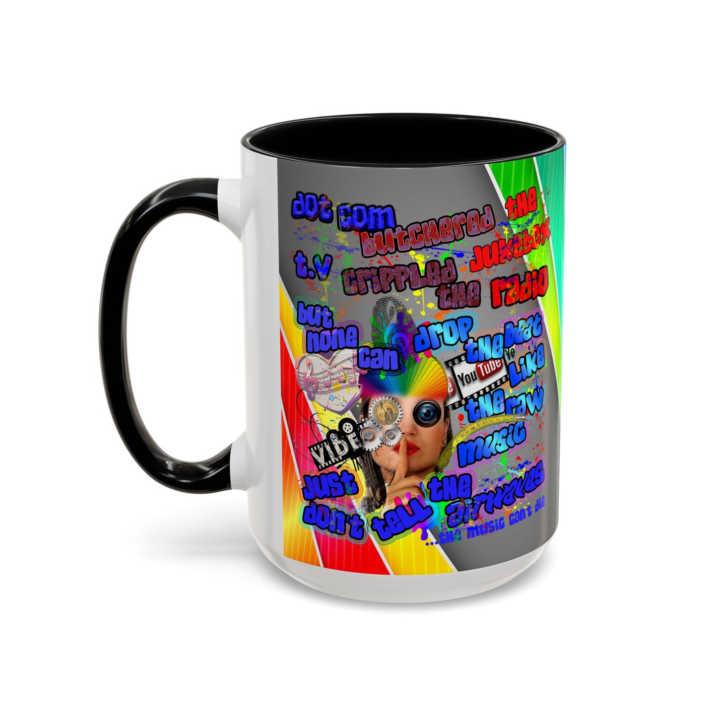 drop the beat - Accent Mug (rainbow split)