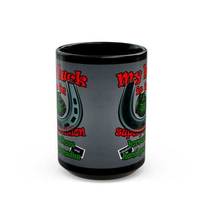 my luck - Black Mug (grey-light grey)