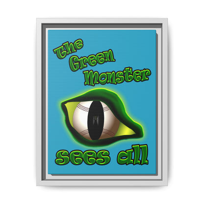 green monster - framed canvas art (turquoise)