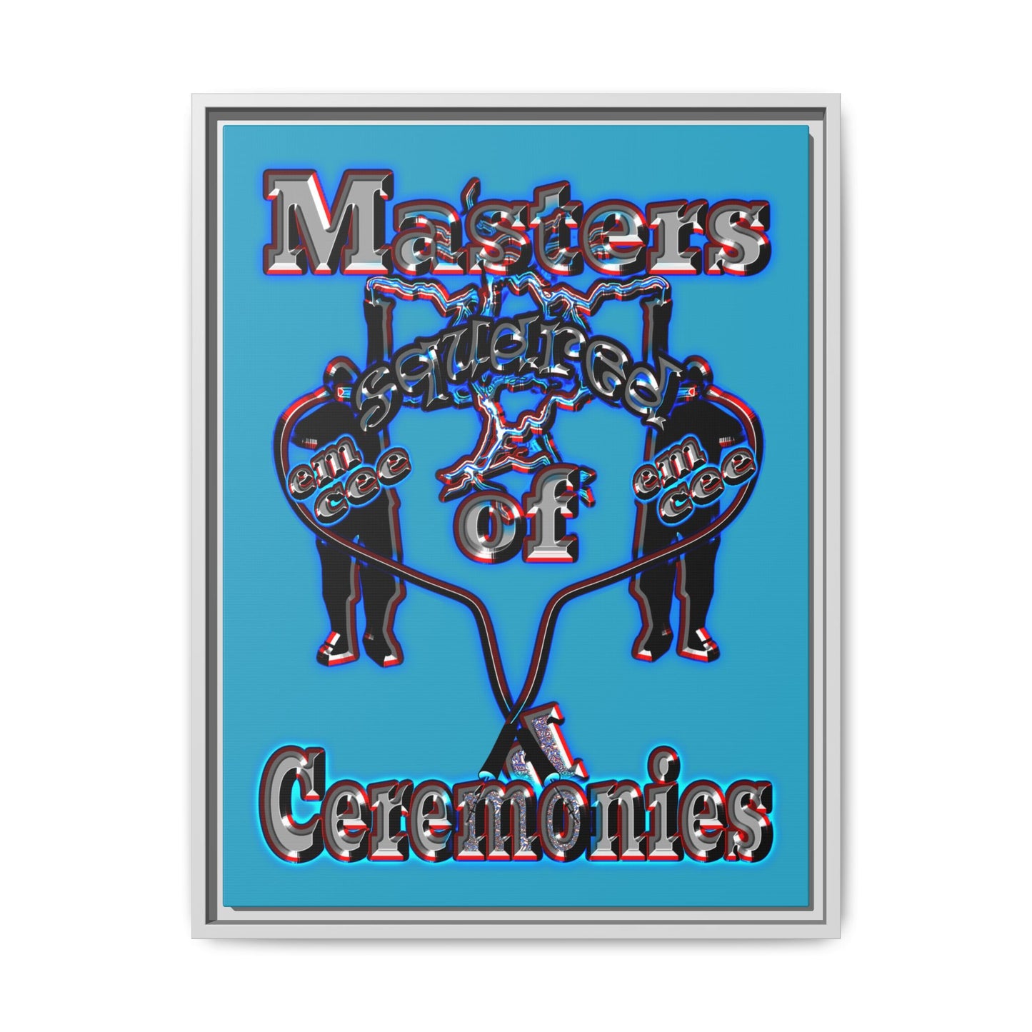 em cee squared - framed canvas art (turquoise)