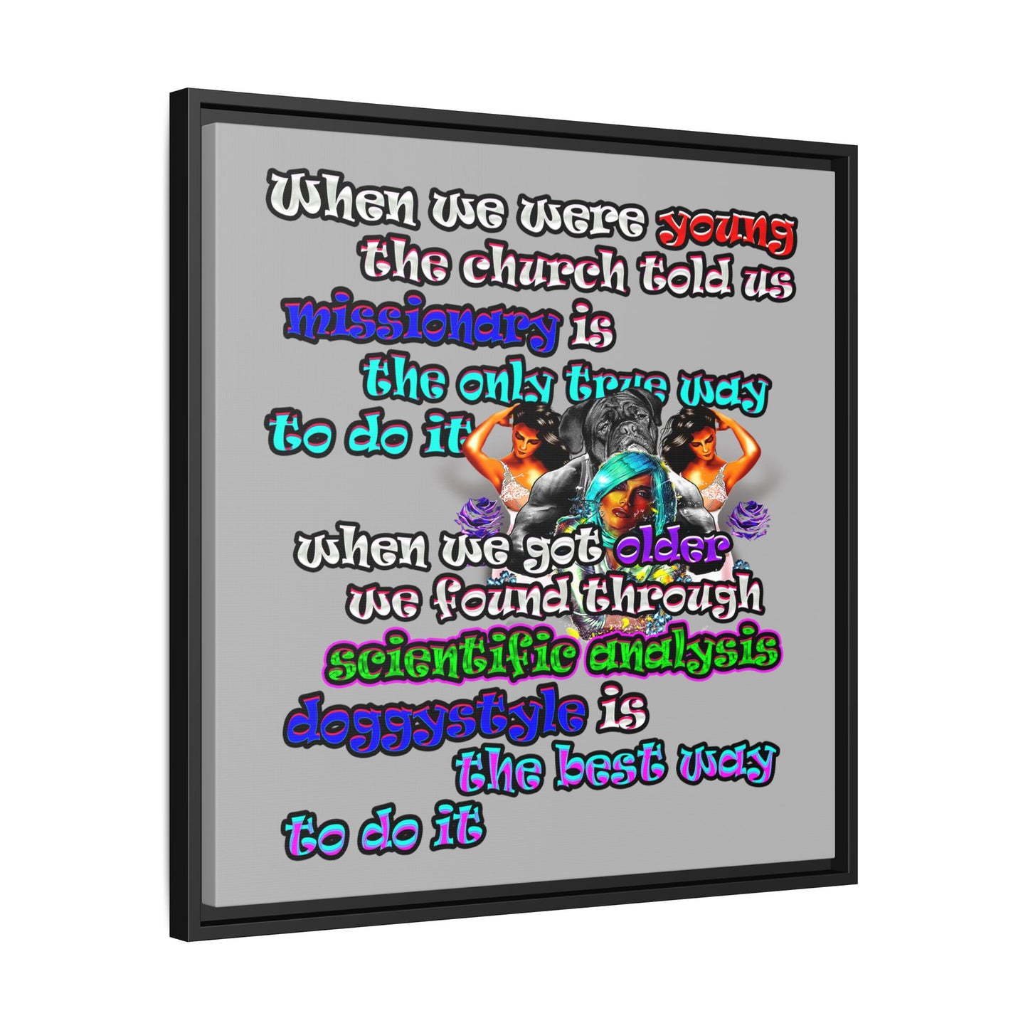 doggystyle - framed canvas art (light grey)