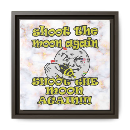 shoot the moon again - framed canvas art (white marble)