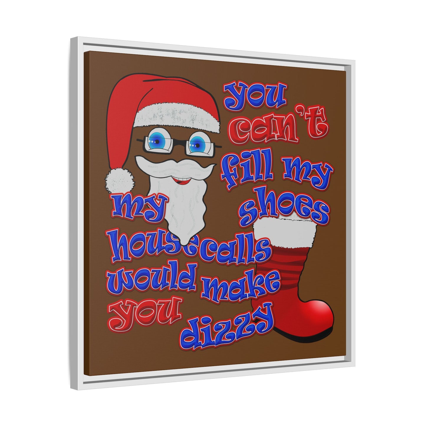 santa's shoes - framed canvas art (brown)