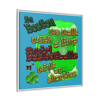 celtics logo - framed canvas art (turquoise)