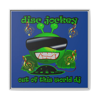 disc jockey - framed canvas art (dark blue)