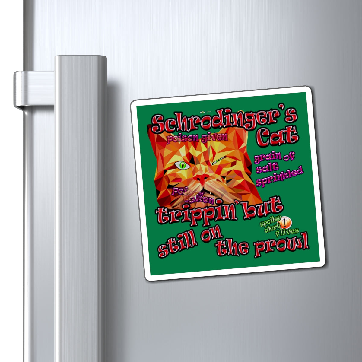 schrodinger's cat - Magnets - (dark green)