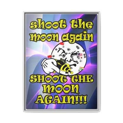 shoot the moon again - framed canvas art (grey-pink wave)