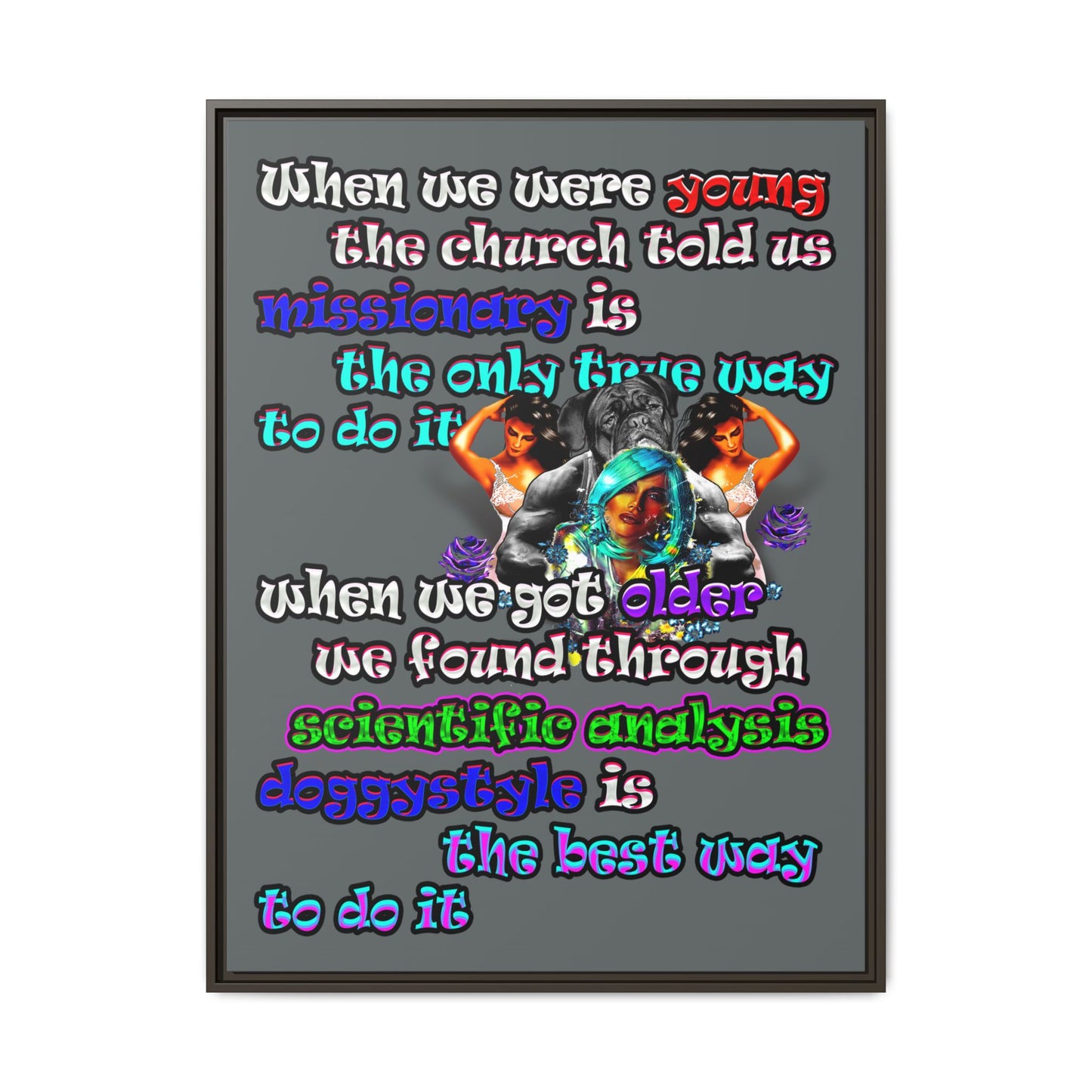 doggystyle - framed canvas art (dark grey)