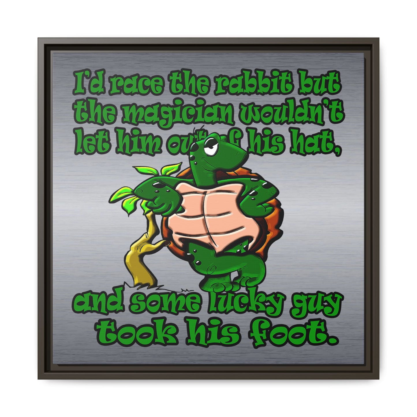 turtle race - framed canvas art (brushed nickel)