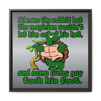 turtle race - framed canvas art (brushed nickel)