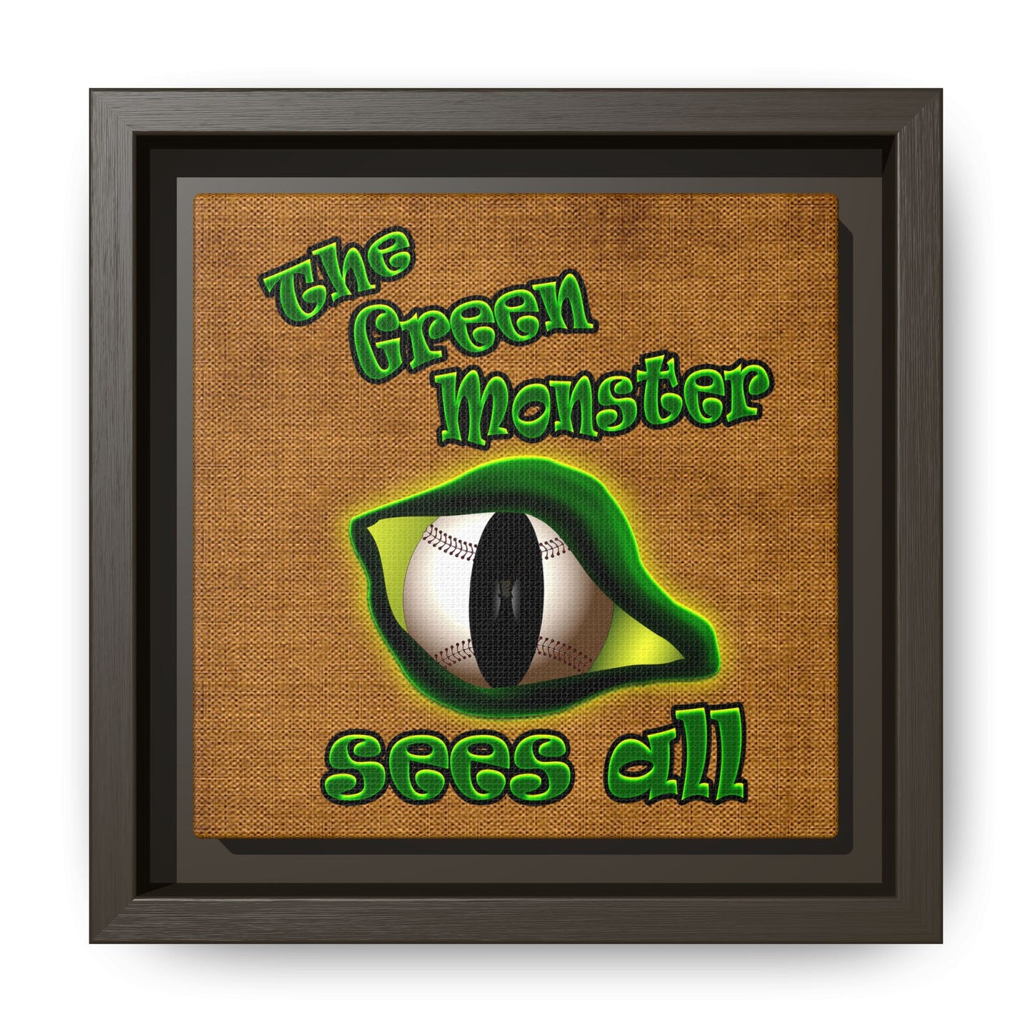 green monster - framed canvas art (brown papyrus)