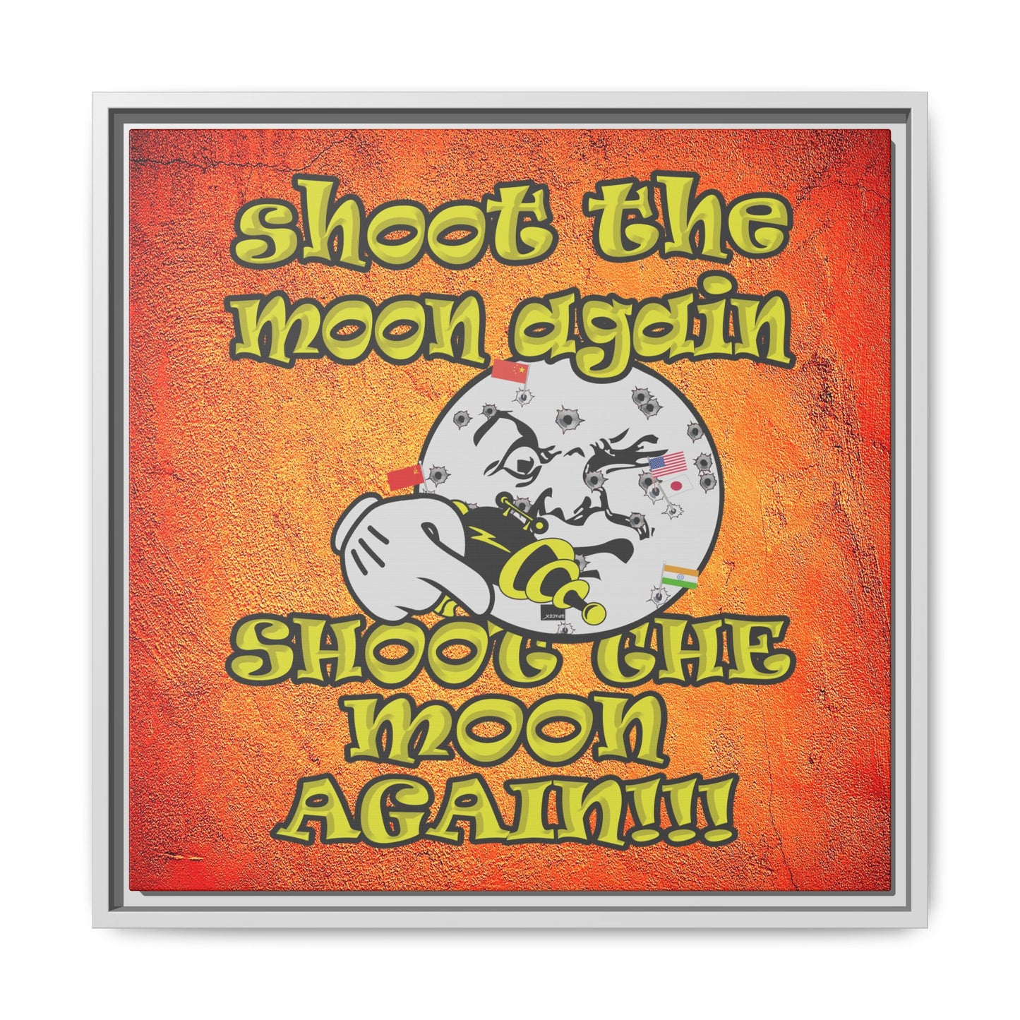 shoot the moon again - framed canvas art (burnt orange)