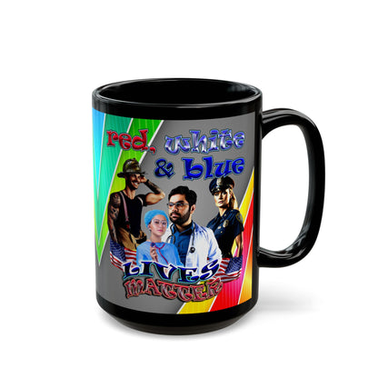 rw&b lives matter - Black Mug (rainbow split)