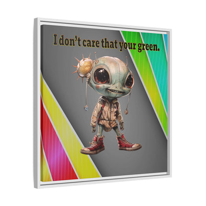 I don't care that your green - framed canvas art (rainbow split)