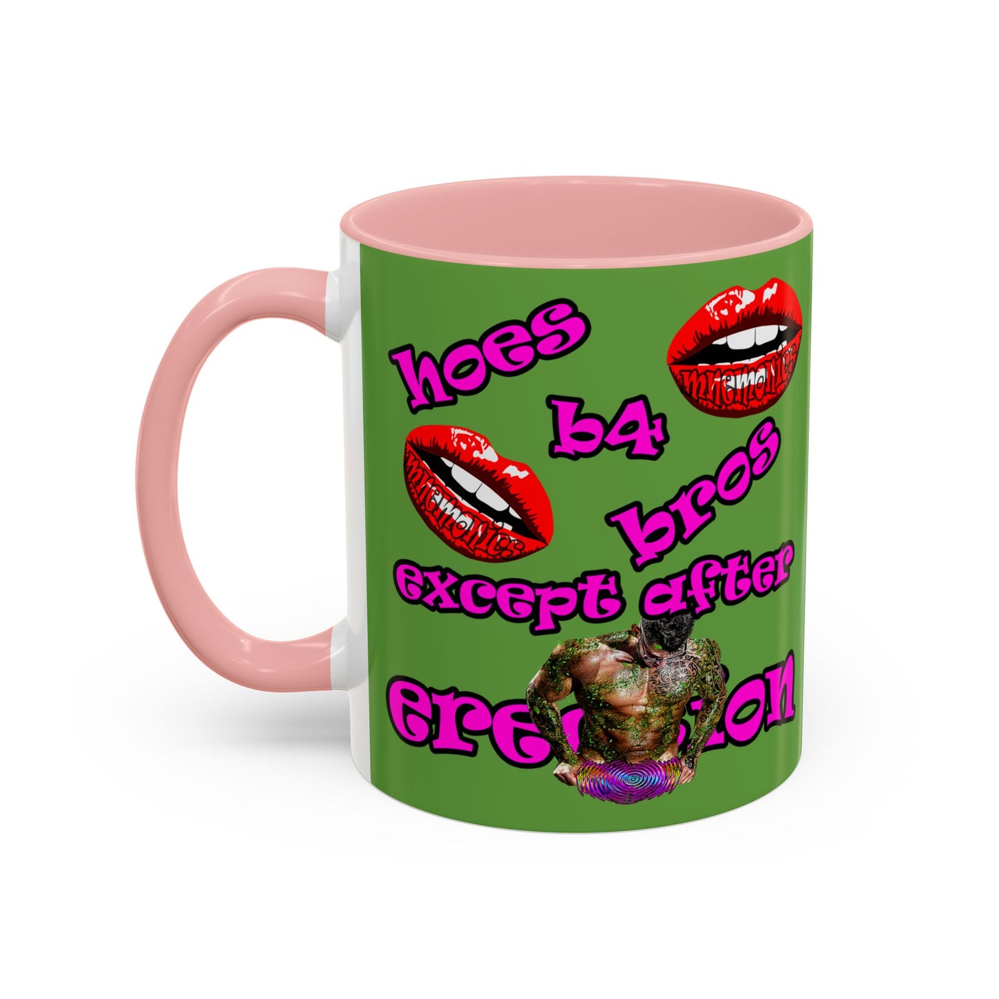 hoes b4 bros - Accent Mug (green)