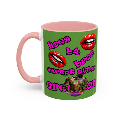 hoes b4 bros - Accent Mug (green)
