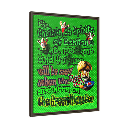 christmas spirits of boston - framed canvas art (logo green)