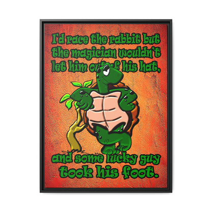 turtle race - framed canvas art (burnt orange)